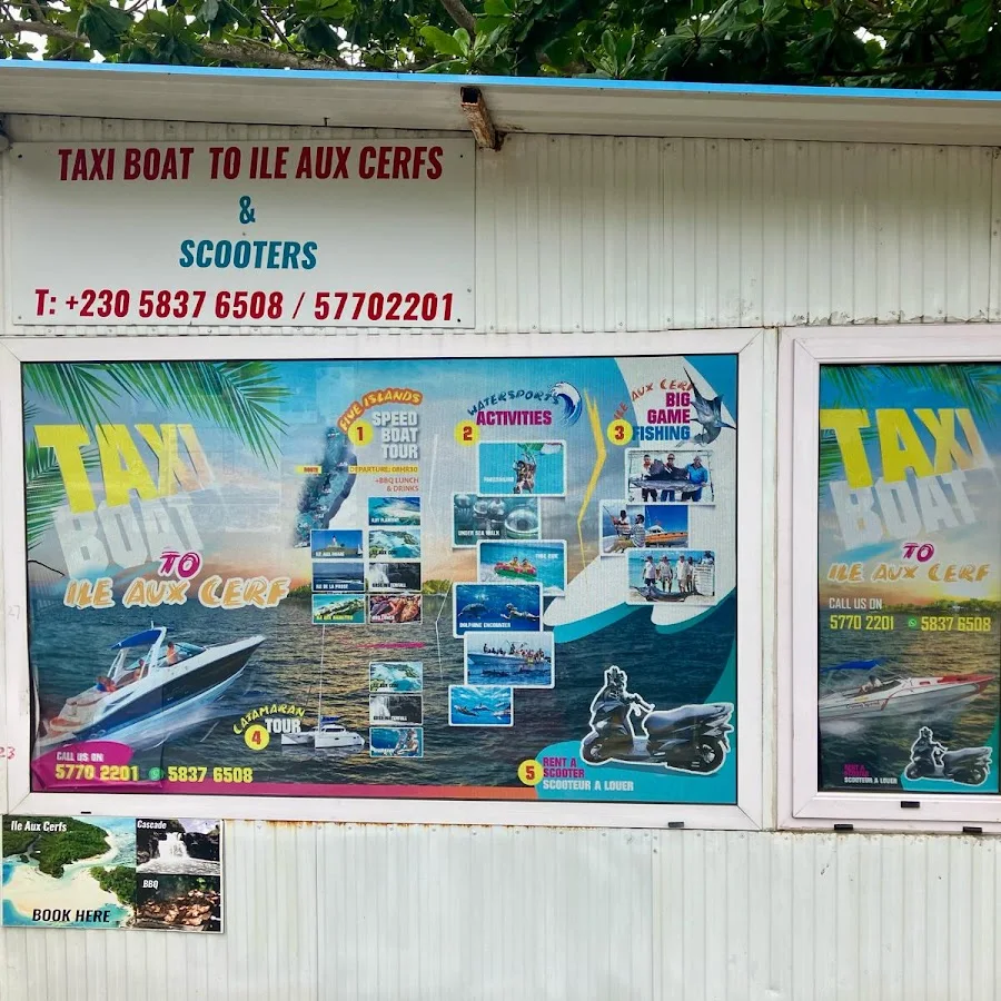 RM Taxi Boat office frontage showing the business phone number